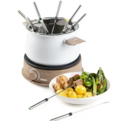 Domo Fondue - 8P - houtlook/wit - 1500 W