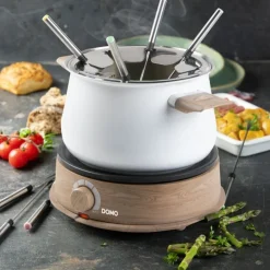 Domo Fondue - 8P - houtlook/wit - 1500 W