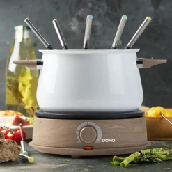 Domo Fondue - 8P - houtlook/wit - 1500 W
