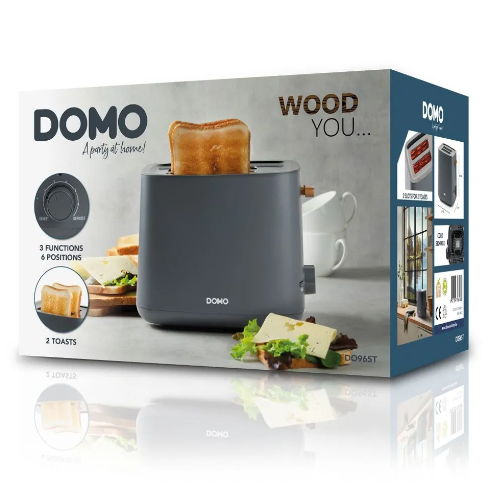 Domo Wood You Broodrooster 2 sneden mat grijs