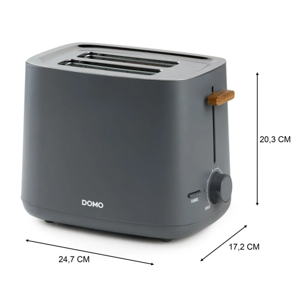 Domo Wood You Broodrooster 2 sneden mat grijs