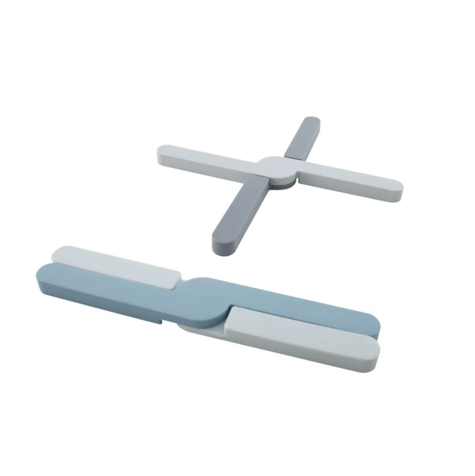 Dotz Opvouwbare panonderzetter uit silicone grijs of blauw 20x3.2x1.1cm