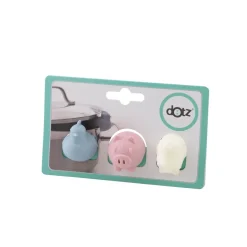 Dotz Set van 3 stoomaflaters uit silicone kip, varken en schaap 3.8x2.5x3.2cm