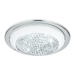Eglo ACOLLA Wand-/plafondlamp staal chroom / glas met kristallen wit, helder H: 85 mm | Ø 290 mm