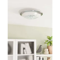 Eglo ACOLLA Wand-/plafondlamp staal chroom / glas met kristallen wit, helder H: 85 mm | Ø 290 mm
