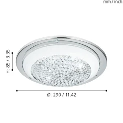 Eglo ACOLLA Wand-/plafondlamp staal chroom / glas met kristallen wit, helder H: 85 mm | Ø 290 mm