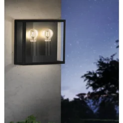 Eglo ALAMONTE 1 Wandlamp staal zwart / Glas helder H: 260 mm