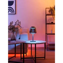 Eglo ALFERO-Z Tafellampen staal zwart / glas gestoomd chroom H: 345 mm | Ø 165 mm