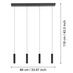 Eglo ALMUDAINA hanglamp staal zwart H: 1100 mm