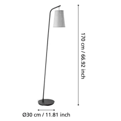 Eglo ALSAGER Staande lampen staal zwart / vilt grijs H: 1700 mm