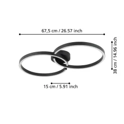 Eglo AMANDOLO Plafondarmaturen aluminium, staal zwart / Kunststof wit H: 65 mm