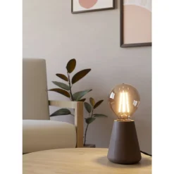 Eglo ASBY Tafellampen Hout donkerbruin H: 100 mm | Ø 85 mm