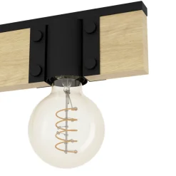 Eglo BAILRIGG Plafondarmaturen staal, hout zwart, bruin H: 45 mm