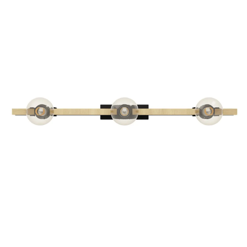 Eglo BAILRIGG Plafondarmaturen staal, hout zwart, bruin H: 45 mm