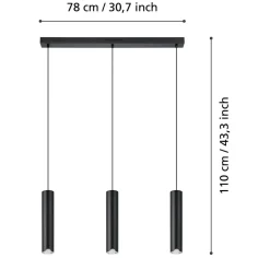 Eglo BALAMORTA-Z hanglamp staal zwart / Kunststof wit H: 1100 mm