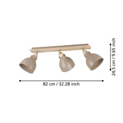 Eglo BALKSPOT/3 E27 ARRECIFE ZAND/HOUT