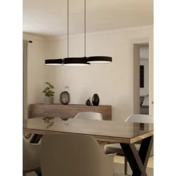 Eglo BARBANO-Z hanglamp staal zwart / textiel, kunststof zwart, wit H: 1100 mm