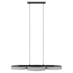 Eglo BARBANO-Z hanglamp staal zwart / textiel, kunststof grijs, wit H: 1100 mm