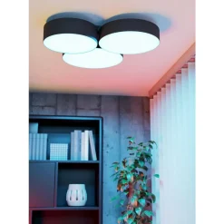 Eglo BARBANO-Z Plafondarmaturen staal zwart / textiel, kunststof zwart, wit H: 90 mm