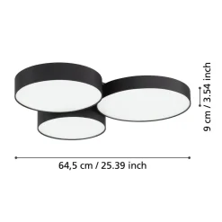 Eglo BARBANO-Z Plafondarmaturen staal zwart / textiel, kunststof zwart, wit H: 90 mm