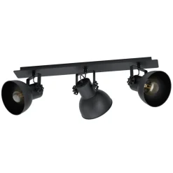 Eglo BARNSTAPLE 1 spot hout, staal zwart / staal zwart