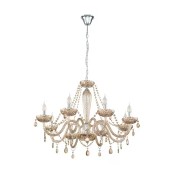 Eglo BASILANO hanglamp staal chroom / Glas cognac H: 1300 mm | Ø 820 mm