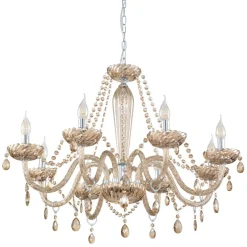 Eglo BASILANO hanglamp staal chroom / Glas cognac H: 1300 mm | Ø 820 mm