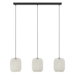 Eglo BELGRAVE hanglamp staal zwart / papier wit H: 1100 mm