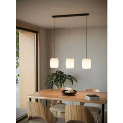 Eglo BELGRAVE hanglamp staal zwart / papier wit H: 1100 mm