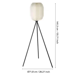Eglo BELGRAVE Staande lampen staal zwart / papier wit H: 1415 mm | Ø 300 mm