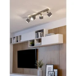 Eglo BELLIZZI spot staal nikkel-mat / textiel grijs, wit H: 185 mm