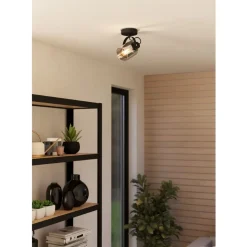 Eglo BERREGAS spot staal zwart, chroom / glas gestoomd zwart-transparant Ø 110 mm