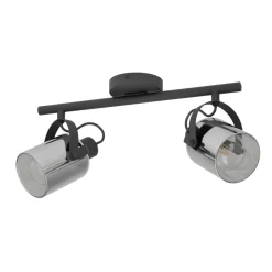 Eglo BERREGAS spot staal zwart, chroom / glas gestoomd zwart-transparant