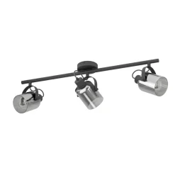 Eglo BERREGAS spot staal zwart, chroom / glas gestoomd zwart-transparant