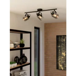 Eglo BERREGAS spot staal zwart, chroom / glas gestoomd zwart-transparant