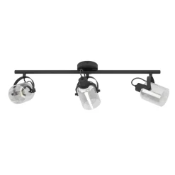 Eglo BERREGAS spot staal zwart, chroom / glas gestoomd zwart-transparant