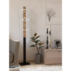 Eglo BOYAL Staande lampen staal, hout zwart, bruin, landelijk / Kunststof wit H: 1500 mm