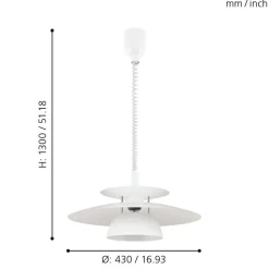 Eglo BRENDA hanglamp kunststof, staal wit, chroom / staal wit H: 1300 mm | Ø 430 mm