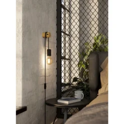 Eglo BUDDON Wandlamp hout, staal bruin, zwart H: 2600 mm