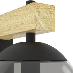 Eglo BUFALATA Wandlamp staal zwart, bruin / Kunststof zwart-transparant H: 290 mm