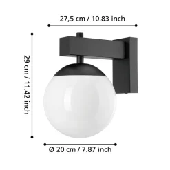 Eglo BUFALATA Wandlamp staal zwart / Kunststof wit H: 290 mm