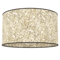 Eglo BUTTERBURN Plafondarmaturen staal zwart / textiel met berkenbladeren beige, groen H: 235 mm | Ø 380 mm