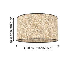 Eglo BUTTERBURN Plafondarmaturen staal zwart / textiel met berkenbladeren beige, groen H: 235 mm | Ø 380 mm
