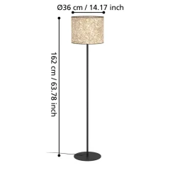 Eglo BUTTERBURN Staande lampen staal zwart / textiel met berkenbladeren beige, groen H: 1620 mm | Ø 360 mm