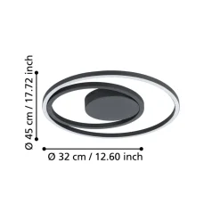 Eglo CALAGRANO-Z Plafondarmaturen aluminium, staal zwart / Kunststof wit H: 35 mm | Ø 450 mm