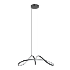 Eglo CALAROSSA-Z hanglamp aluminium, staal zwart / Kunststof wit H: 1100 mm