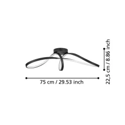 Eglo CALAROSSA-Z Plafondarmaturen aluminium, staal zwart / Kunststof wit H: 205 mm