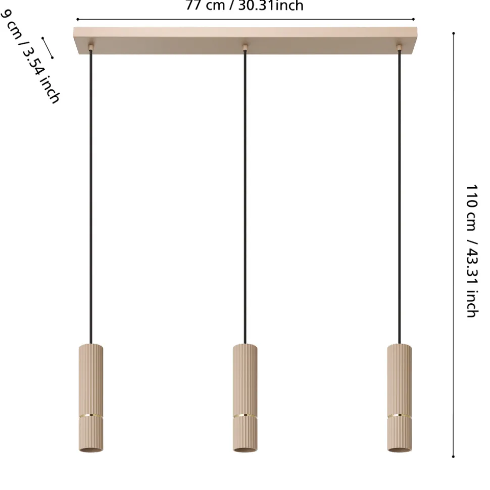 Eglo CAMINIA hanglamp staal zand, geborsteld messing H: 1100 mm