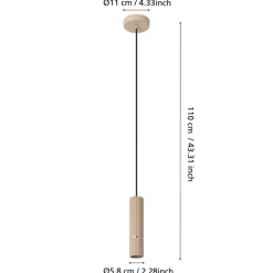 Eglo CAMINIA hanglamp staal zand, geborsteld messing H: 1100 mm | Ø 60 mm