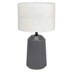 Eglo CAPALBIO Tafellampen Keramiek grijs / textiel, linnen natuur H: 410 mm | Ø 230 mm